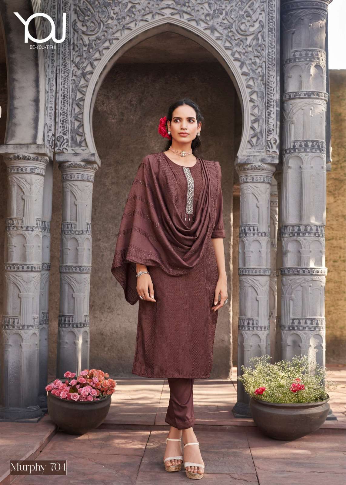 MURPHY SERIES 701 TO 704 BY WANNA DESIGNER WITH WORK CHINON SILK KURTI WITH PANT AND DUPATTA ARE AVAILABLE AT WHOLESALE PRICE